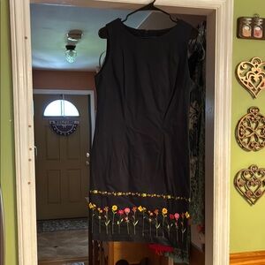 Teddi Black Dress with Colorful Floral Accents